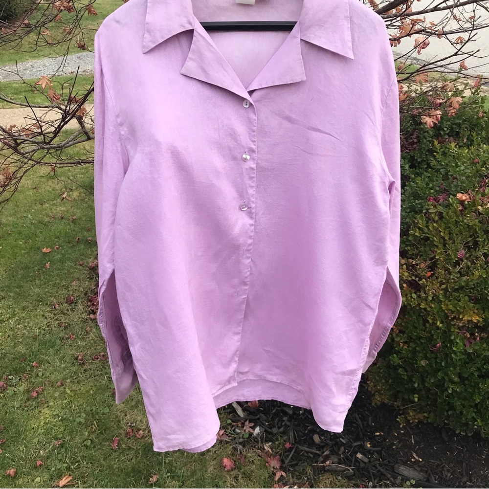 CW- women’s linen blouse in light lilac size L - Picture 4 of 9